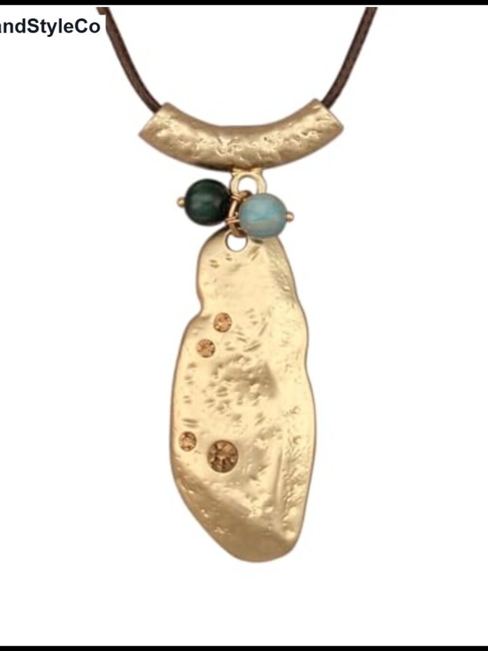 Bohemian Long Faux Leather Necklace Large Pendant Chunky Boho Hippie